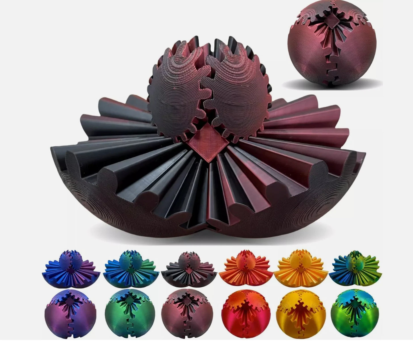 3D Printed Gear Ball Spin Fidget Toy Stress Relief Toys Christmas Stuffer Gift